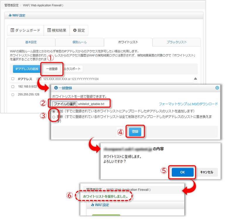 ホワイトリスト:インポート手順の図